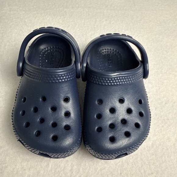 Toddler Crocs Size C5 Navy Blue Unisex Rubber Slip On Excellent - Picture 1 of 6